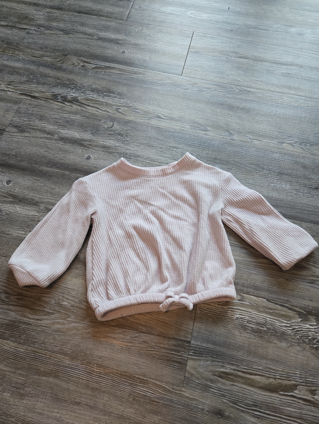3t Girls Cat & Jack Light Pink Waffle Knit Top With Tie Hem